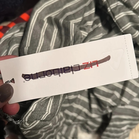 Gray and White Striped Liz Claiborne Cowl Neck Sweater - Picture 6 of 6